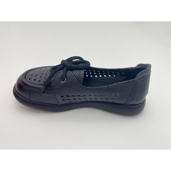 black breathable hollow lace-up comfortable women's shoes with soft soles