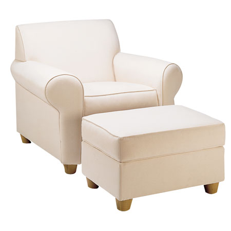 High End Cream Leisure Chair Ottoman Accent Two Arm Chaise Lounge