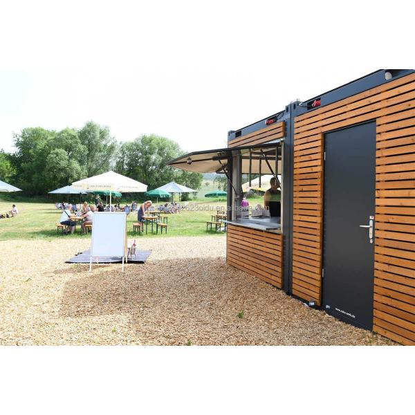 20ft Container Store Wood Grain Metal Frame Hotel Mobile House with Galvanized Steel Square Tubes and Flat Packaging
