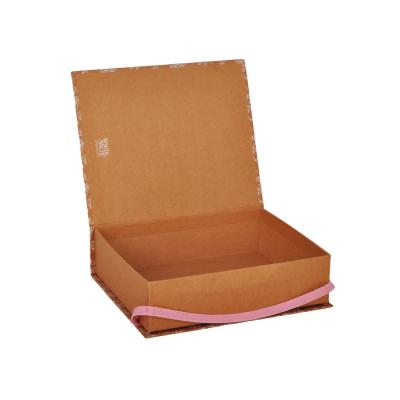 Rigid Book Shape Cardboard Wig Box Wheat Color With Stretch Rubber String