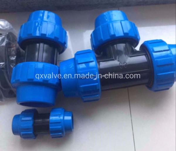 Pn16 Blue PP Coupling Compression Fittings for Irrigation Round Head Code Equal Design