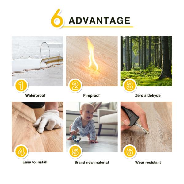 Eco-friendly Material fireproof wooden tiles floor click pvc vinyl floor spc flooring for Indoor