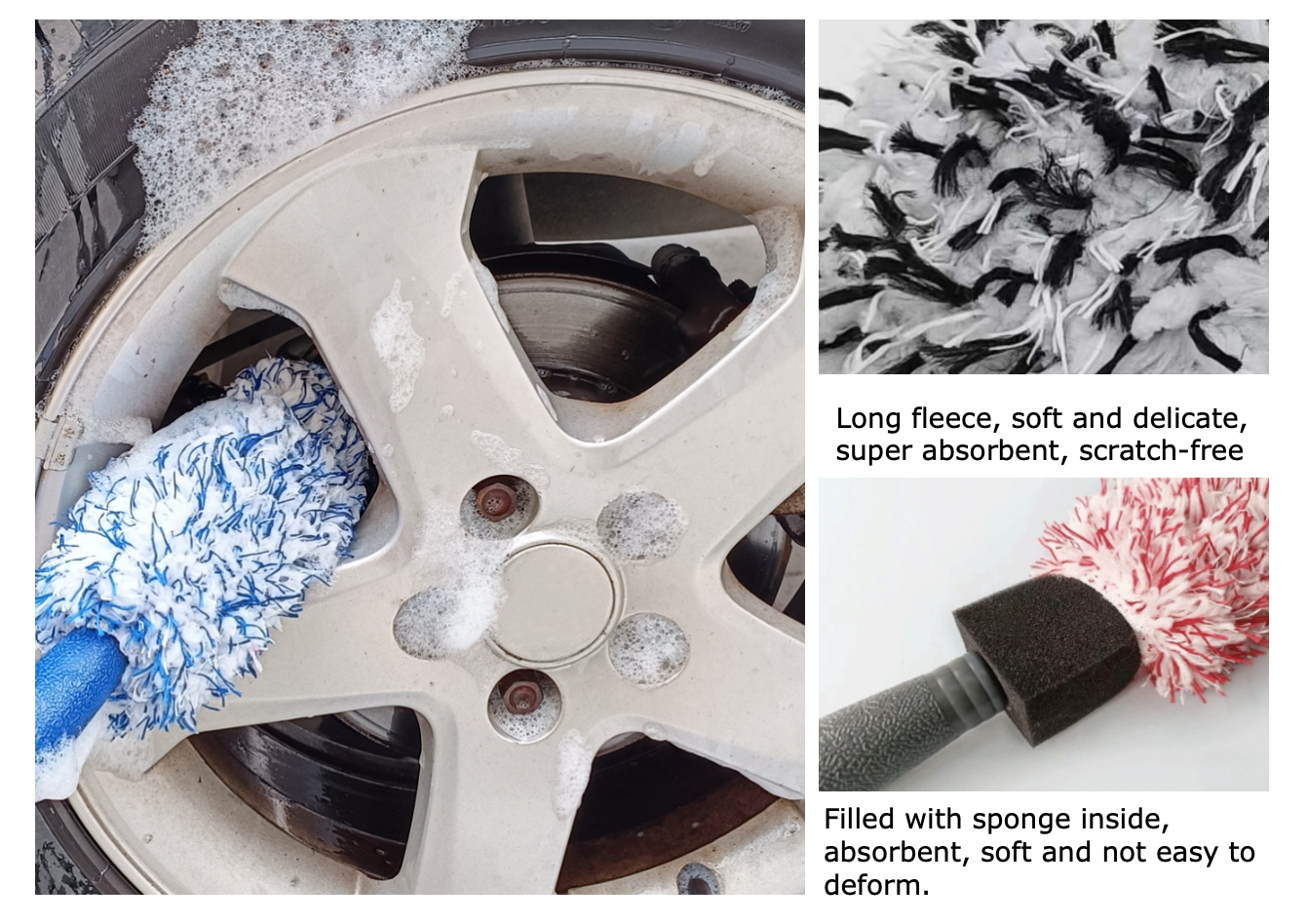 Replaceable Car Detailing Tools Microfiber Car Wheel Cleaning Brush 30x8cm