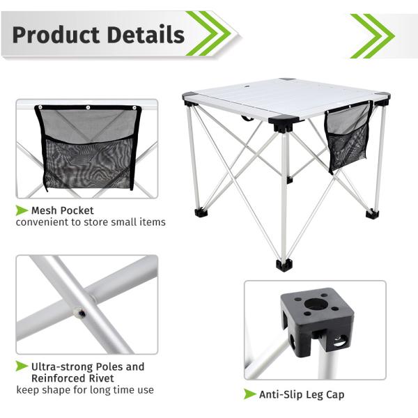 53*46.5cm 6061 Aluminum Foldable Camping Table