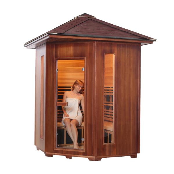 Hemlock Red Cedar Wooden 4 Person Outdoor Garden Sauna Infrared