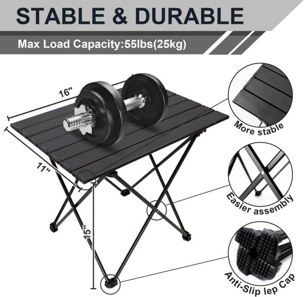 Roll-up Table, folding Plastic Wooden Design Coffee Lounge Patio Portable Foldable Plastic Garden Table Set