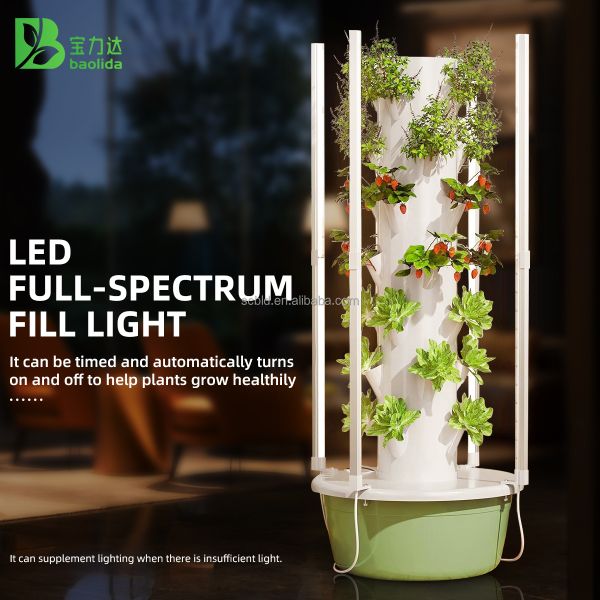 220V Pump 20 Planting Holes ABS/PP Material Vertical Hydroponic Tower for Strawberry Growing