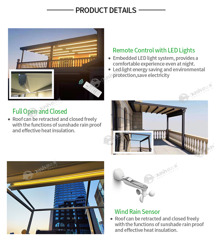 Couverture de patio en aluminium résistant à la corrosion, cadre à l'épreuve des larmes, tissu résistant au vent, terrasse rétractable