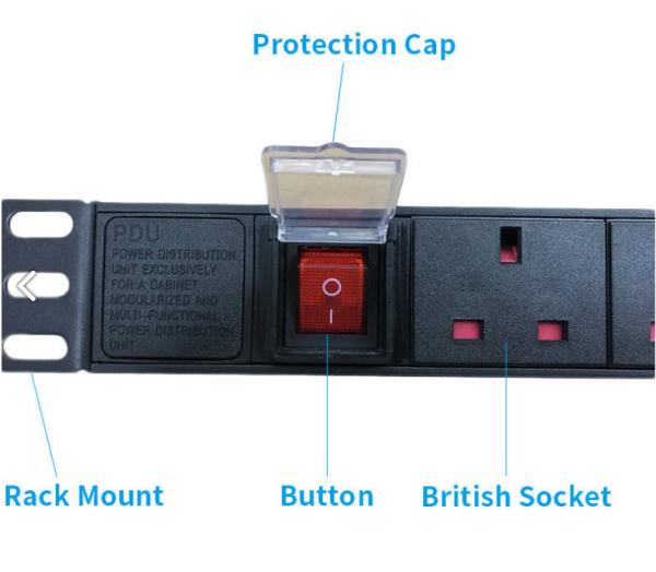 Industrial Server Rack Power Socket , Universal Socket Tool 6 Way UK Type