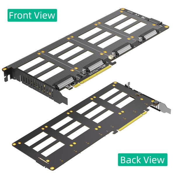 U.2 SSD à PCIe X16 Adaptateur PCIE 4.0 à 4 disques U.2 SFF-8639 Carte SSD Riser U.2-PCle X8 Carte d'adaptateur à double disque