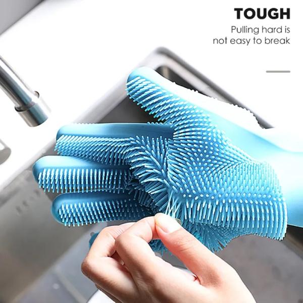 Reusable Oilproof Silicone Washing Gloves For Dishes Harmless