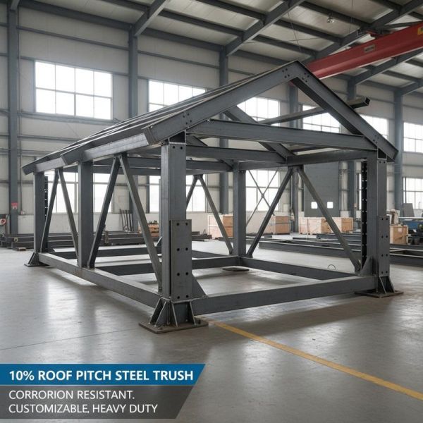 10% Roof Pitch Steel Structure Truss with Corrosion Resistance and Customizable Height for Heavy Duty Applications