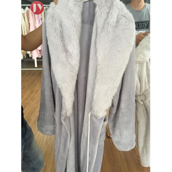 Hot Sale Extra Long Fleece Women Robe Night Gown luxury Fur Collar Bathrobe Plus Size Winter Thickening Dressing gown