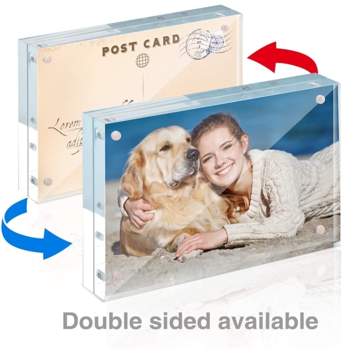 4X6 Inch Clear Acrylic Photo Frame With Magnetic Closure and Custom Size Options