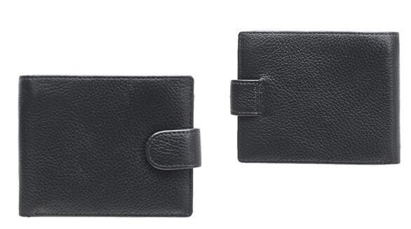 Lychee Grain PVC Stylish Leather Wallet Black Color 9*12cm For Men