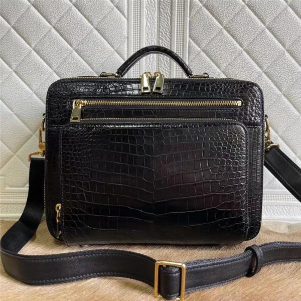 Exotic Crocodile Belly Skin Businessmen Small Briefcase ZIP Working Purse Genuine Real Alligator Leather Male Handbag