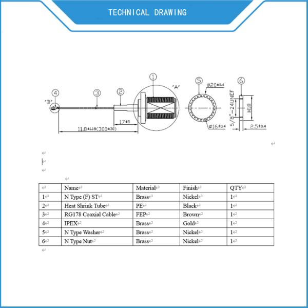 Женщина коаксиального кабеля RG178 n соединительного кабеля отрезка провода к IPEX U.Fl