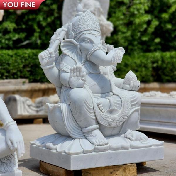 Classic Natural Stone Hand Carved White Marble Ganesha Statue