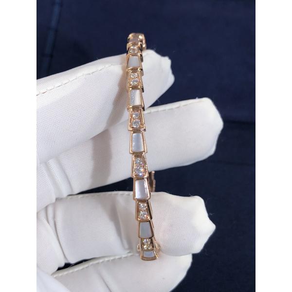 Elegant i 18k Gold Serpenti Viper Bracelet  White MOP Natural Diamonds Real Gold Real Diamonds