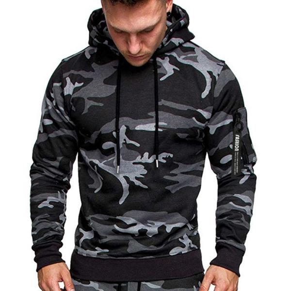 2023 men's fashion camouflage sweatshirt hooded sweater long sleeve coat Breathable