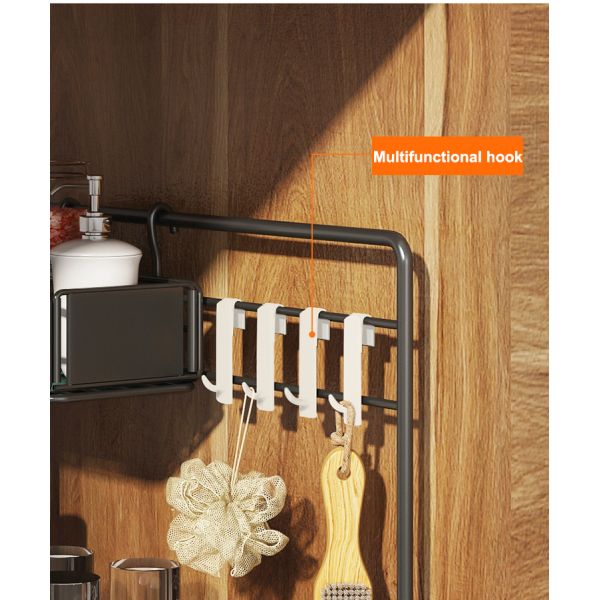 New C Metal Double-layer Home Multifunctional Storage Organizer Bathroom Storage Rack Drawdown Rack for Sink Cabinet
