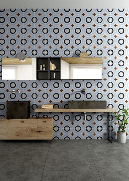 20x20cm Ceramic Rustic Tile Non-Slip Floor Wall Blue Black Beige