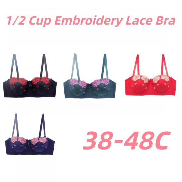 Women Embroidery Lace Bra Luxury Quality Convertible Straps 1/2 Cup Sexy Lingerie Lace Bra Wholesale Women