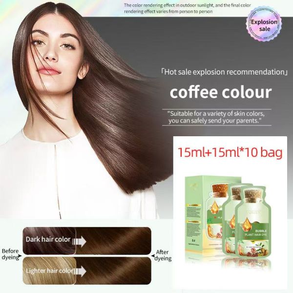 Shampoo colorant permanent pour cheveux noirs à bulles, rapide, pour hommes et femmes