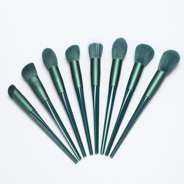 Plating Handle Matte Green High End Makeup Brush Set 16.8cm  Total Length
