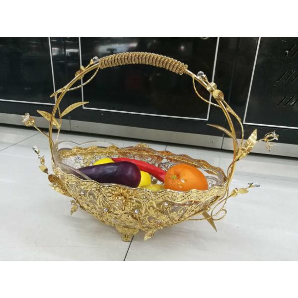 Cesta de fruta del cristal de los equipos del servicio de habitación del buffet del alto grado con el proceso de electrochapado de la aleación del cinc para