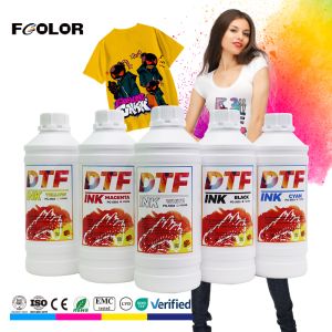 FCOLOR DTF Ink 1000ml AUTO ORDER FREE SHIPPING USA No Clog White CMYK for XP600 I3200 1390 Printer Ready to Ship