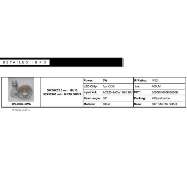 GU10 MR15 Spot Lamp LED , Glass LED Ceiling Spotlight Bulbs IP52 3000K/4000K/6000K