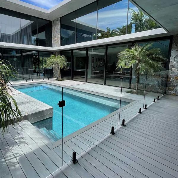 Vidrio de piscina sin marco de diseño de 12 mm de espesor vidrio endurecido