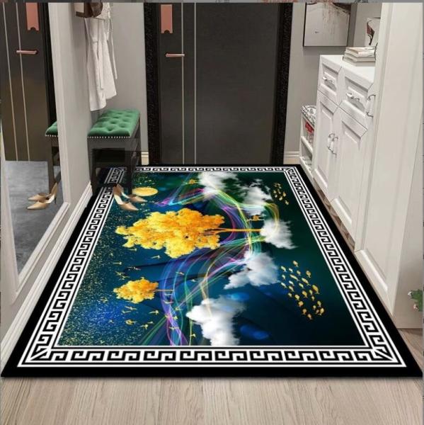Polyester Fiber Entrance Door And Living Room Floor Carpet Plant And Flower Chinese Style