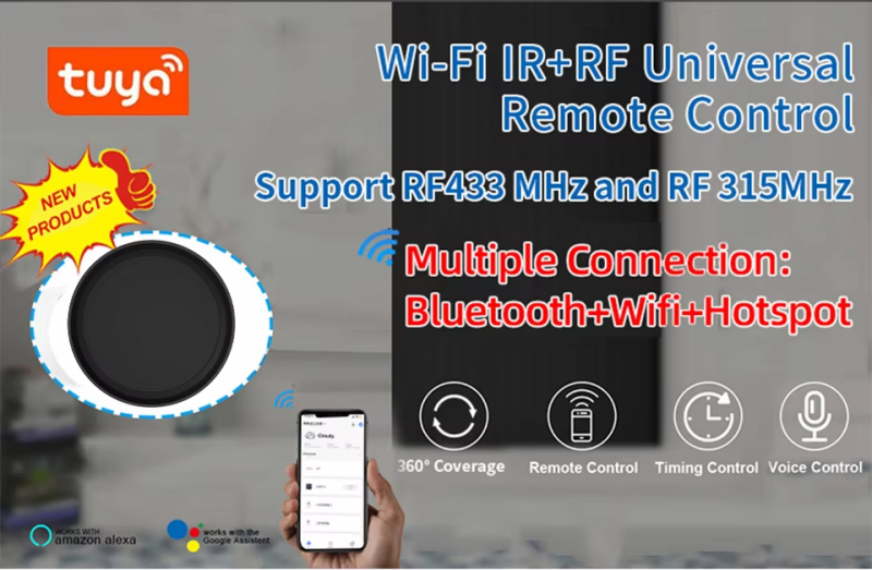OEM/ODM Smart IR RF Hub, Tuya White Label Universal Remote Control for Smart Home Hotel HVAC System Integration