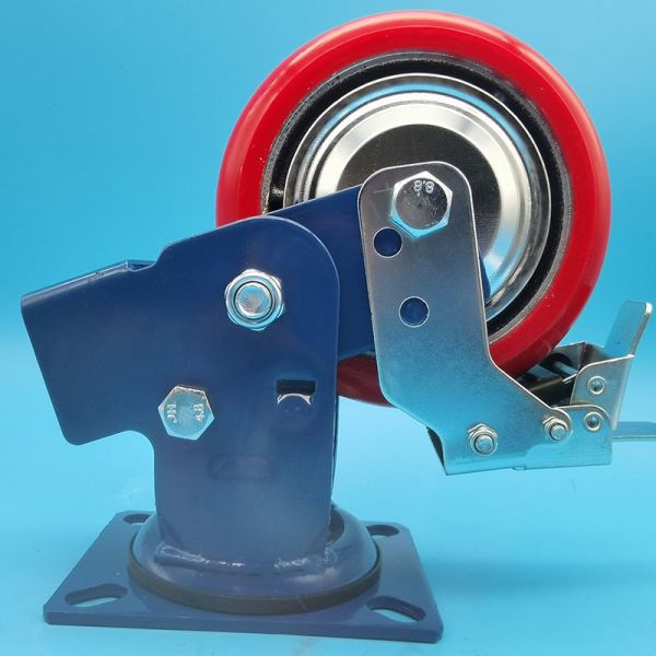 Impact-Resistant Heavy Duty Industrial PU Polyurethane Casters Dual Spring  Load-Bearing Wheels  Rigid Swivel  Lockable Singel Castors 8  Harbor Freight Tools Casters