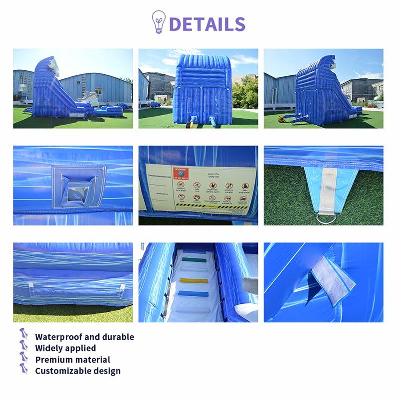 Commercial Grade Inflatable Dolphin Water Slide Dual Lane with Splash Pool for Party Rental