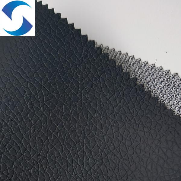 Black Faux PVC Leather Embossed Fabric ECO-friendly For Sofa