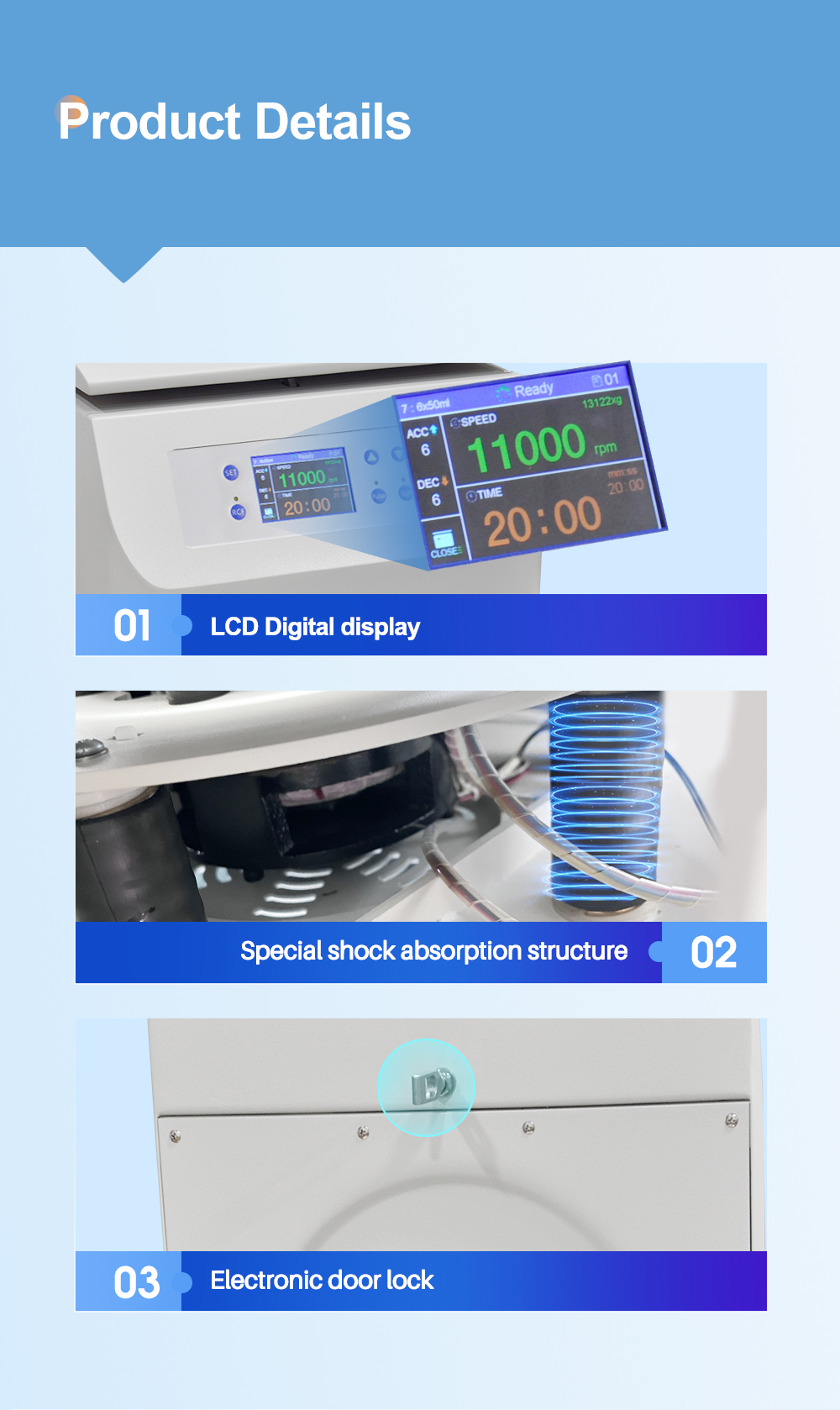 CL-CenLee18K LCD/LED 18500rpm 12x1.5ml Benchtop High Speed Micro Centrifuge Machine for Clinical and Medical Examination