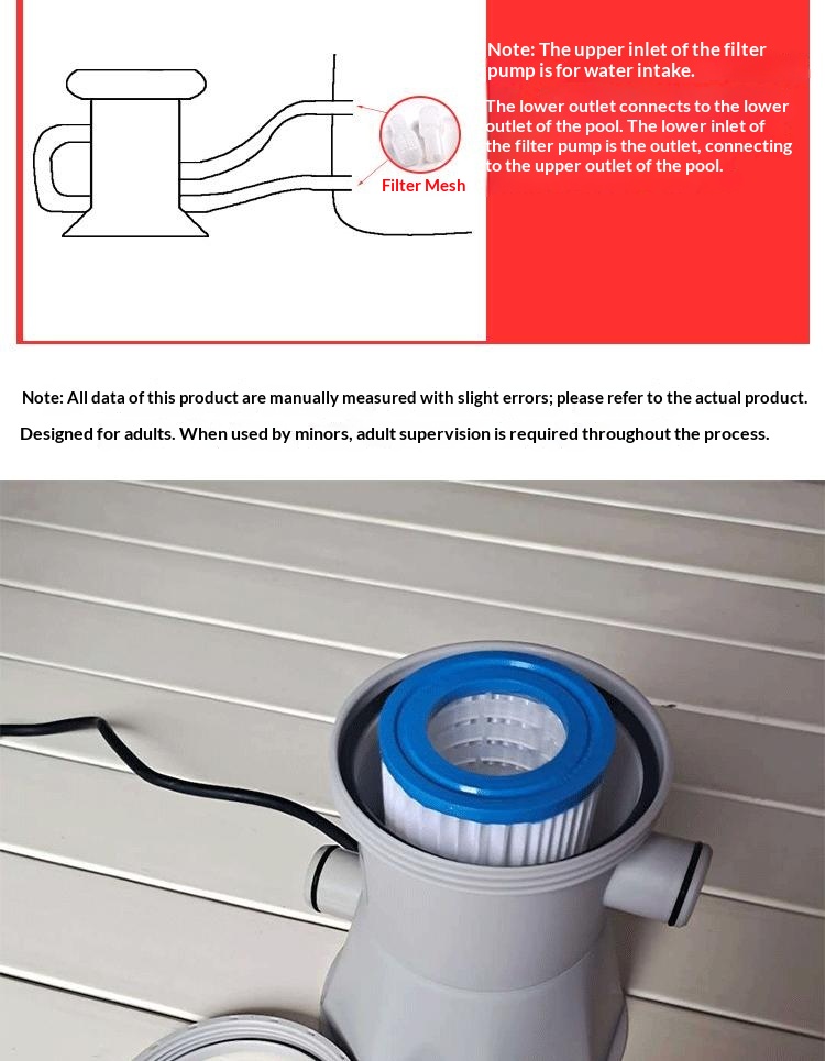 Factory suppy US 110V Eu 220V Standard PVC Material Filter Pump Swimming Pool 300-Gallon Household Outdoor Pool Cleaner Pump