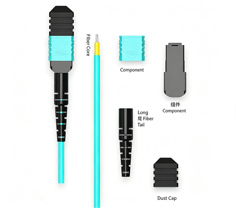 LSZH OM4/OM3 MPO-MPO Multimode Female  Fiber Optic Patch Cord