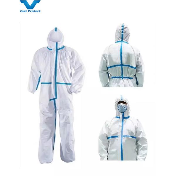 Light Chemical Protective Clothing PP PE White Disposable Type 5 6 Coveralls With Tape