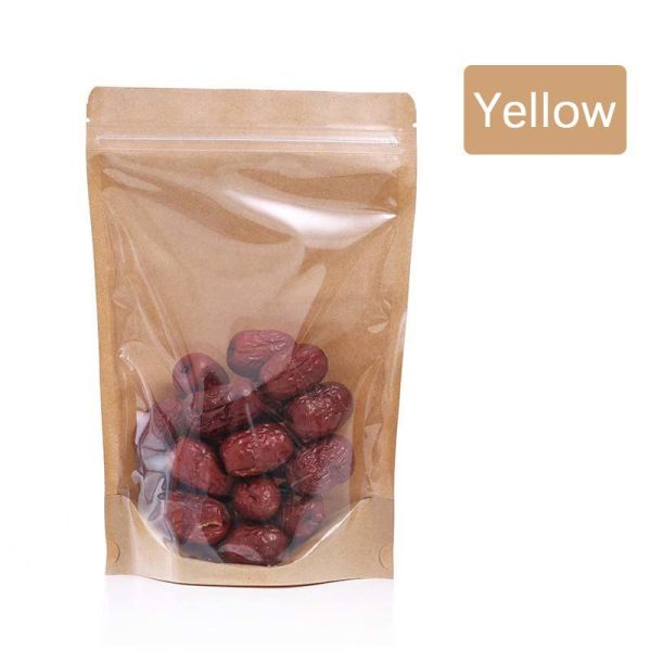 Customizable Stand up Pouch With Window  Kraft Paper Food Packaging Bag Ziplock Bag