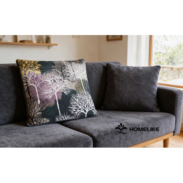 Vacation Rental-style Abstract Trees Printed Velvet for Sofa