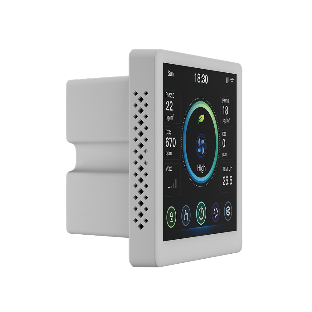 Smart HVAC Controller with 6-in-1 Indoor Air Quality Monitor Tuya WiFi & RS485 Modbus Support and 4-inch LCD Color Touchscreen