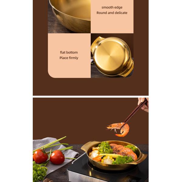 Good Quality Stainless Steel Golden Soup Pot Korean Ramen Instant Noodle Seafood Lobster Induction Cooker Dry Pot