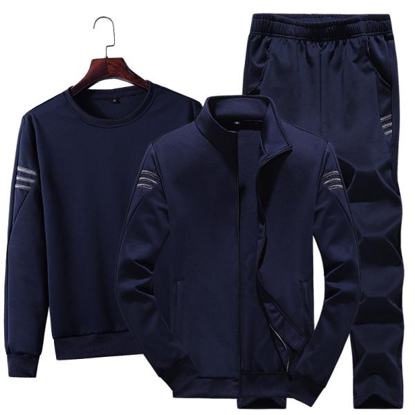 Sports Style Men's Zip Up Jacket T-shirt and Joggers Three Piece Track Suit for Sports