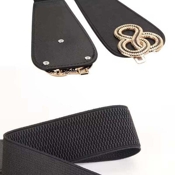 Elastic Wide Body Waist Belts For Women Ladies Stylish Dress Gold Buckle Belts for Daily Versatile Female Waist Decorative Accessory