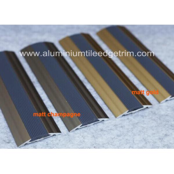 Flat Aluminium Floor Trims Cover Strip Anti Slip PVC Rubber For Same Height Step