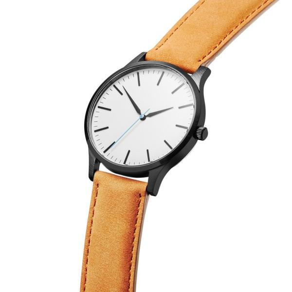 Custom Mens Stainless Steel Watches Leather Strap / Japanese Quartz